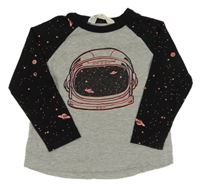 Sivo-čierne tričko s kosmonautem H&M