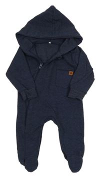 Tmavomodrá tepláková kombinéza s kapucňou