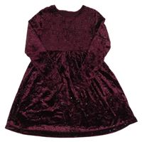 Tmavorůžové sametové žabičkové třpytivé šaty Dunnes