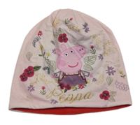 Světlerůžová podšitá čepice s Pepinou 