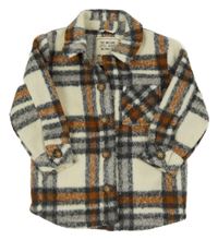 Smetanovo-sivo-hrdzavá kockovaná košeľová bunda Matalan