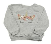 Sivá melírovaná mikina s jednorožcom C&A