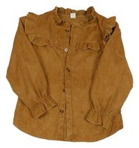 Béžová manšestrová halenka s volánky Shein