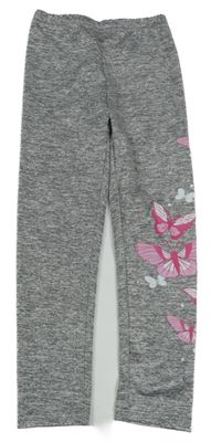 Sivé melírované športové legíny s motýly Shein