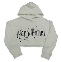 Biela crop mikina s Harry Potterem s kapucňou