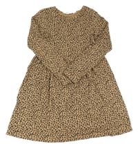 Béžovo-čierne vzorované bavlnené šaty H&M