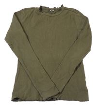 Khaki rebrované tričko Hema