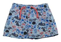 Modré plážové kraťasy s mořskými živočichy PRIMARK