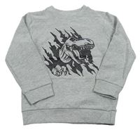 Sivá melírovaná mikina s dinosaurom M&Co