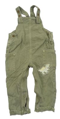 Khaki cargo riflové laclové kalhoty s dinosaurem M&S