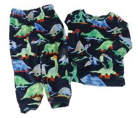Tmavomodré plyšové pyžama s dinosaurami zn. Tu