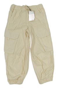 Nové - smotanové cargo cuff plátenné nohavice PRIMARK