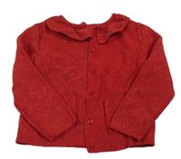 Červeno-strieborný melírovaný prepínaci sveter s golierikom zn. Nutmeg