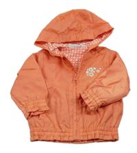 Lososová šušťáková jarná bunda s kvetmi a kapucňou BERTI