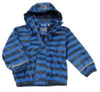 Modro-tmavomodrá pruhovaná nepromokavá bunda s odopínacíá kapucňou SALT and PEPPER