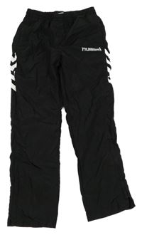 Čierne šušťákové športové nohavice s logom hummel