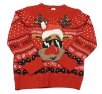 Červený vianočný sveter so sobom F&F