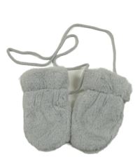Světlešedé chlupaté zateplené rukavice se šňůrkou Topomini