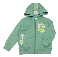 Nové - zelenoolivová propínací sportovní mikina s nápisy a kapucí INFINITY KIDS