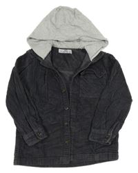 Tmavosivá menšestrová košeľová bunda s kapucňou Matalan