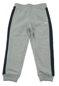 Šedo-tmavomodré melírované teplé tepláky s logem Slazenger