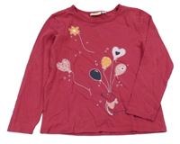 Malinové triko s pejskem a balonky Kids