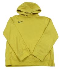 Tmavožlutá mikina s logem a kapsou a kapucí Nike