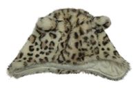 Smetanovo-hnědo-tmavohnědá vzorovaná kožešinová zateplená beranice s uškami Next