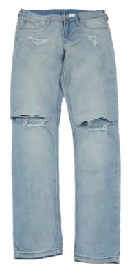 Světlemodré skinny rifle s prošoupáním a děravými koleny H&M