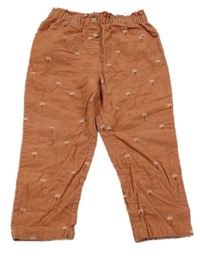 Skořicové paper bag manšestráky s kytičkami Next