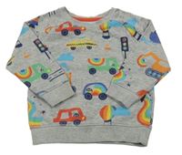 Šedá melírovaná mikina s obrázky Next