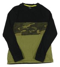 Černo-army-khaki pyžamové triko M&S