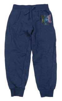 Tmavomodré melírované tepláky s ovladačem a nápisy JEFF&CO