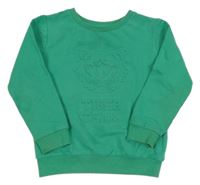 Zelená mikina s 3D tigrom a nápismi Peacocks