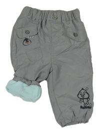 Sivé šušťákové podšité nohavice s tučňáčky Ergee