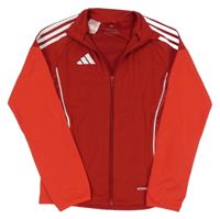Tmavočerveno-červeno-bílá funkční sportovní propínací mikina Adidas