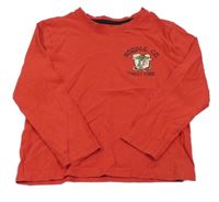 Červené tričko s obrázkom a nápismi PRIMARK