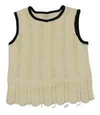 Smetanovo-čierna vzorovaná svetrová crop vesta F&F