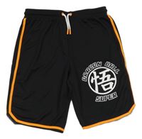 Čierno-oranžové športové kraťasy s nápisy - Dragonball Z a pruhmi PRIMARK
