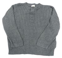 Tmavošedý melírovaný žebrovaný svetr H&M
