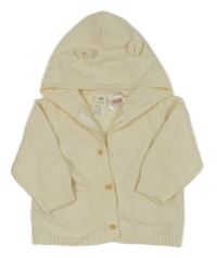 Smetanový propínací svetr s kapucí s oušky H&M