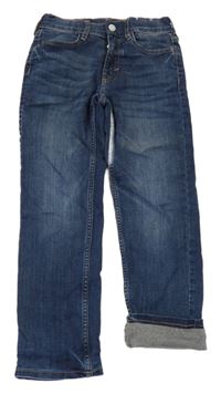 Tmavomodré slim fit podšité rifle H&M