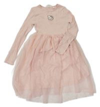 Světlerůžové žebrovano/tylové šaty s Kitty H&M