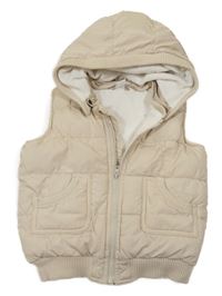 Smotanová prešívaná šušťáková zateplená vesta s odopínacíá kapucňou s uškami H&M