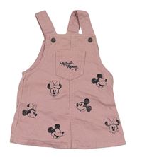Růžové riflové laclové šaty s Mickeym a MInnie Disney