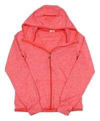 Neonově růžová melírovaná sportovní propínací mikina s kapucí H&M