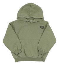 Khaki mikina s nápisom a kapucňou Zara