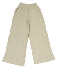 Světlebéžové wide leg tepláky Zara