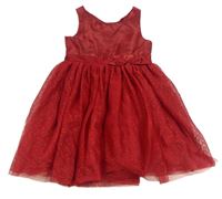 Červené šaty s tylovou třpytivou sukní a mašlí H&M
