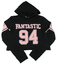 Čierna crop mikina s číslom a kapucňou H&M
